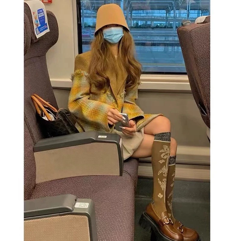 

Женские хлопковые носки до середины икры в стиле ретро