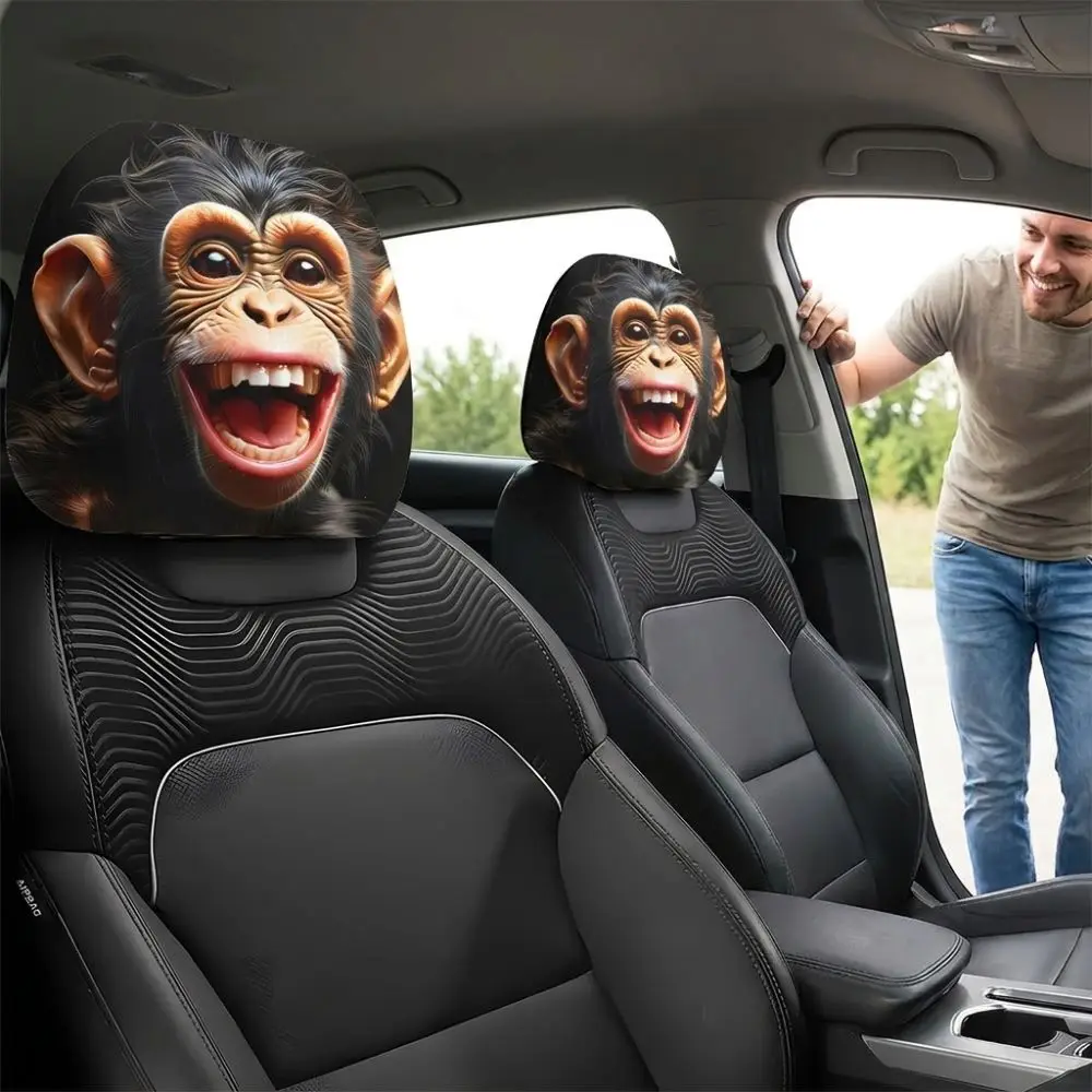 2Pcs Elastic Car Headrest Covers Funny Dust-proof Automobile Pillowcase Full Anti Slip Thin Breathable Auto Headrest Sleeve view 3