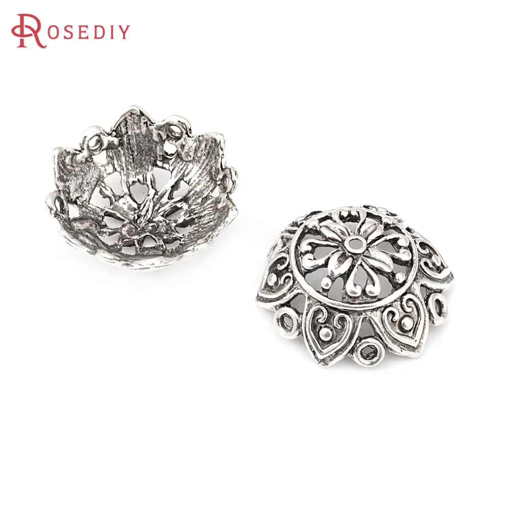 10PCS Antique Silver Zinc Alloy Big Beads Caps Tassel Caps High Quality Diy Jewelry Accessories Making Rosediy official-website