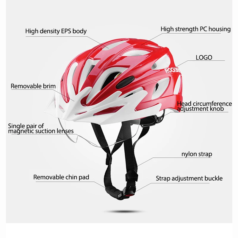 Outdoor Riding Eye Protection Helmet Mountainous Bicycle Helmet With Windshield Polarized Colorful Men's and Women's Helmets