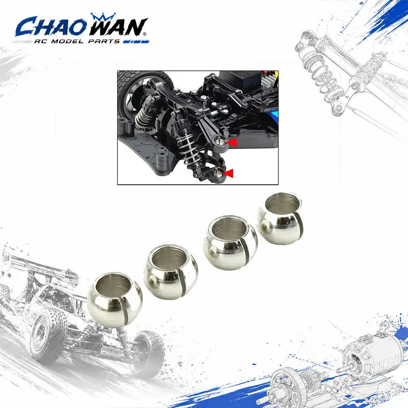 4pcs Metal Low Friction Suspension Ball 54559 for Tamiya TT02 1/10 RC Car Upgrade Parts Accessories