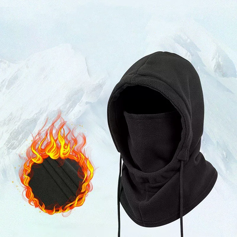 Winter Warm Hat With Mask And Neck Warmer Unisex Balaclava Hood Windproof Mask With Drawstring Riding Headgea Warm Cap