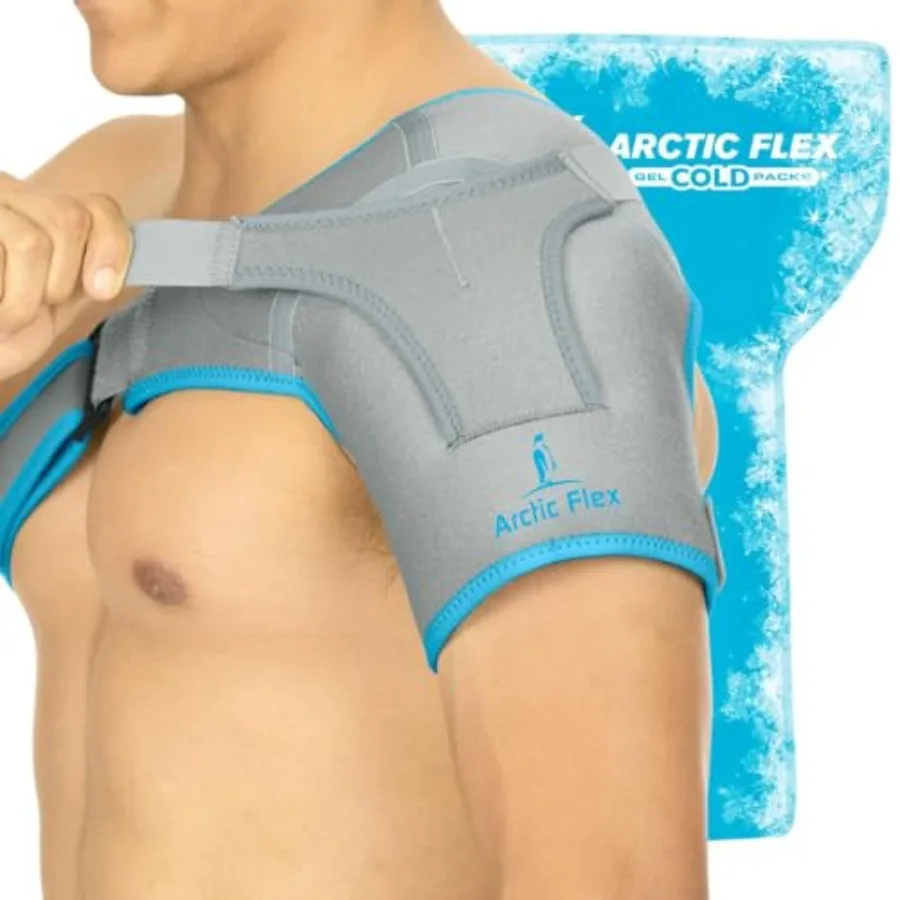 

Arctic Flex Shoulder Ice Pack Brace - Cold Reusable Cool Gel Wrap, Hot Therapy - Immobilizer Compression Stability Support for