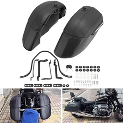 Black Motorcycle Universal Classic Hard Bags Saddlebags & Heavy Duty Mounting For Kawasaki For Honda For Harley Touring Softail