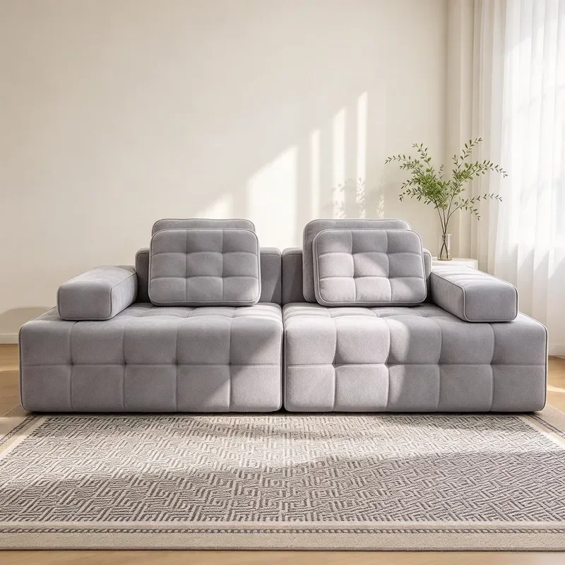 Elegant Designer Fabric Compression Sofa Soft Foam Couches Modern High-end 3-seater Compressed Sofa for Home Vacuum Sofa Set