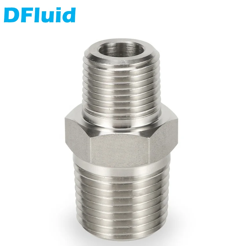 SS316 Male NPT BSP BSPT R Thread Hex Nipple 1/8\