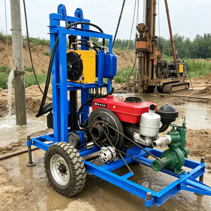 

Customized High Quality Hydraulic Well Equipment 22HP 100M Stable Position Mobile Fast Borehole Water Well Drilling Rig