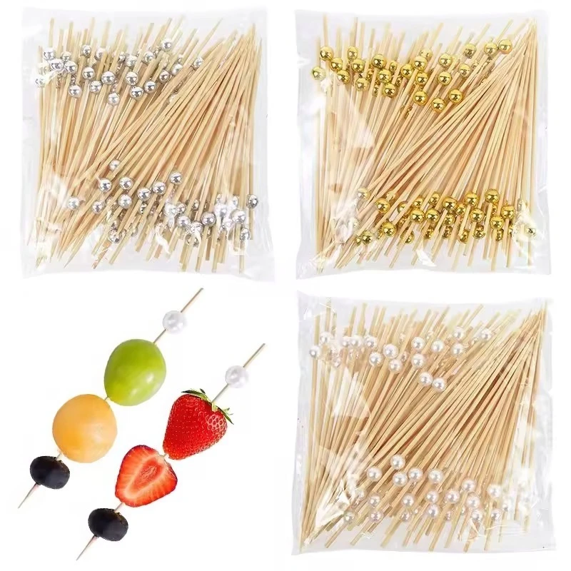 100/200/300PCS Einweg Perle Zahnstocher Obst Salat Hochzeit Dekorationen Vorspeisen Kuchen Desserts Cocktails Buffet Liefert