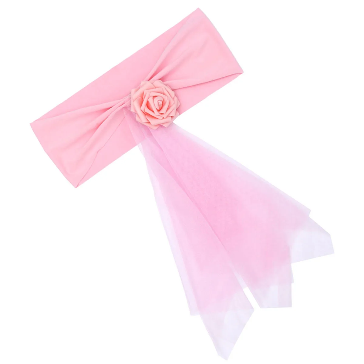 

Chair Sashes for Wedding Pink Elegant Tulle Bowknot Decoration Party Banquet Chair Cover Organza Sash Event Decorations