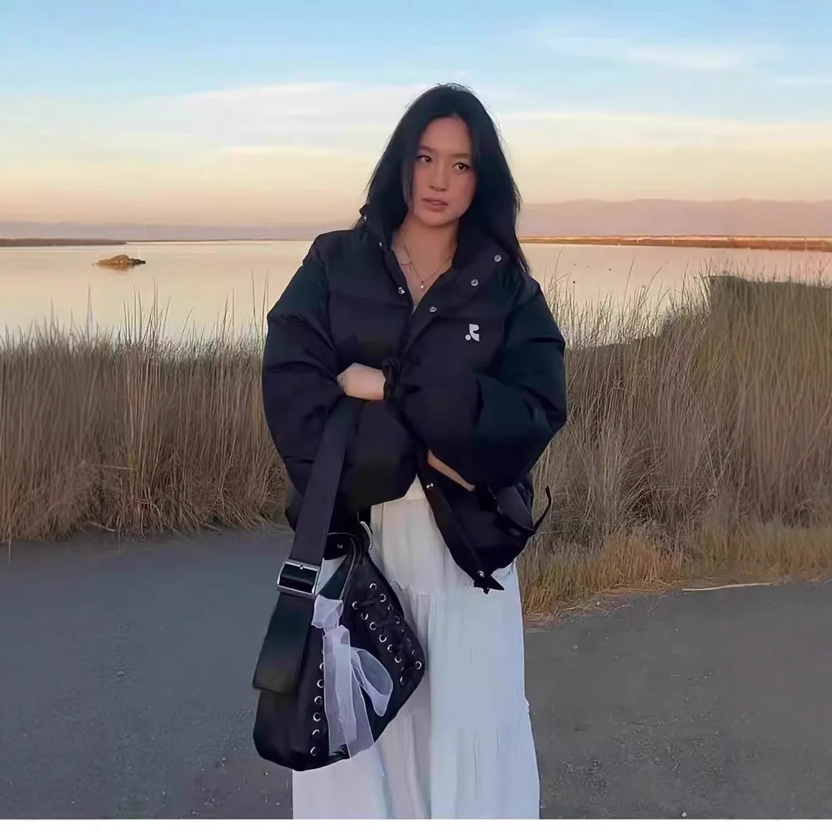 2025 الطبعة الكورية الجديدة أسفل سترة المرأة الشتاء المألوف بلون RR معطف دافئ تنوعا بسيط أسفل سترة #3