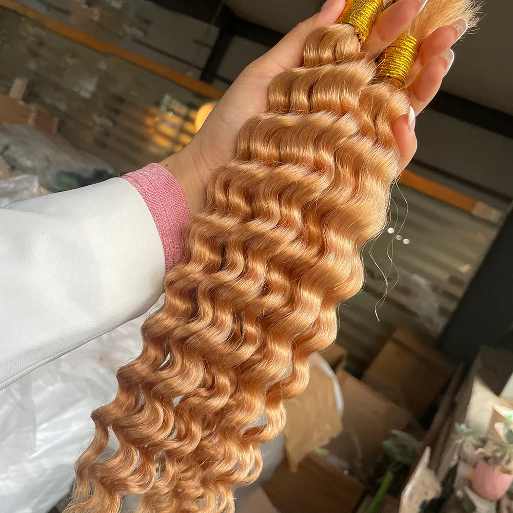 Menschliches Haar in großen Mengen, tief gewellt, zum Flechten, tief gelockt, ohne Tressen, brasilianische Remy-Haarverlängerungen, 100 Gramm, gefärbt in Grau/Ingwer/Braun – Detail 14