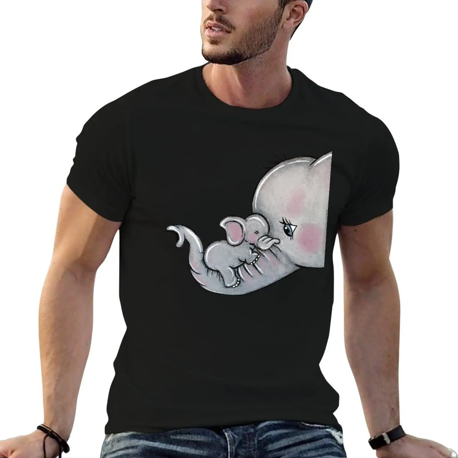 

Nelly baby and mum elephant art T-Shirt man t shirt cotton t shirt man casual T-Shirt