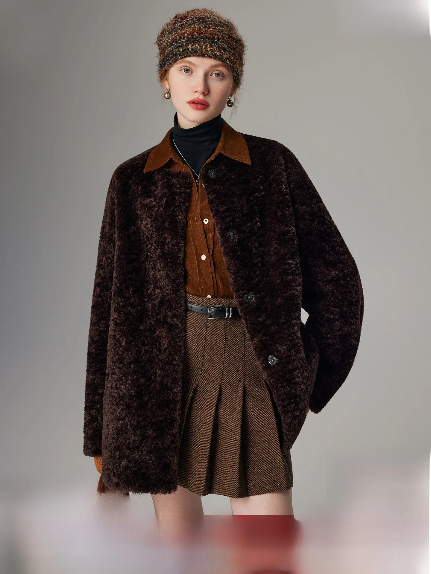 

Ele round Ne Fur Coat Women's Winter New Sle Luxury Lightweight Eco-Friendly Leatherette Jaet Straight Cut Long Sve