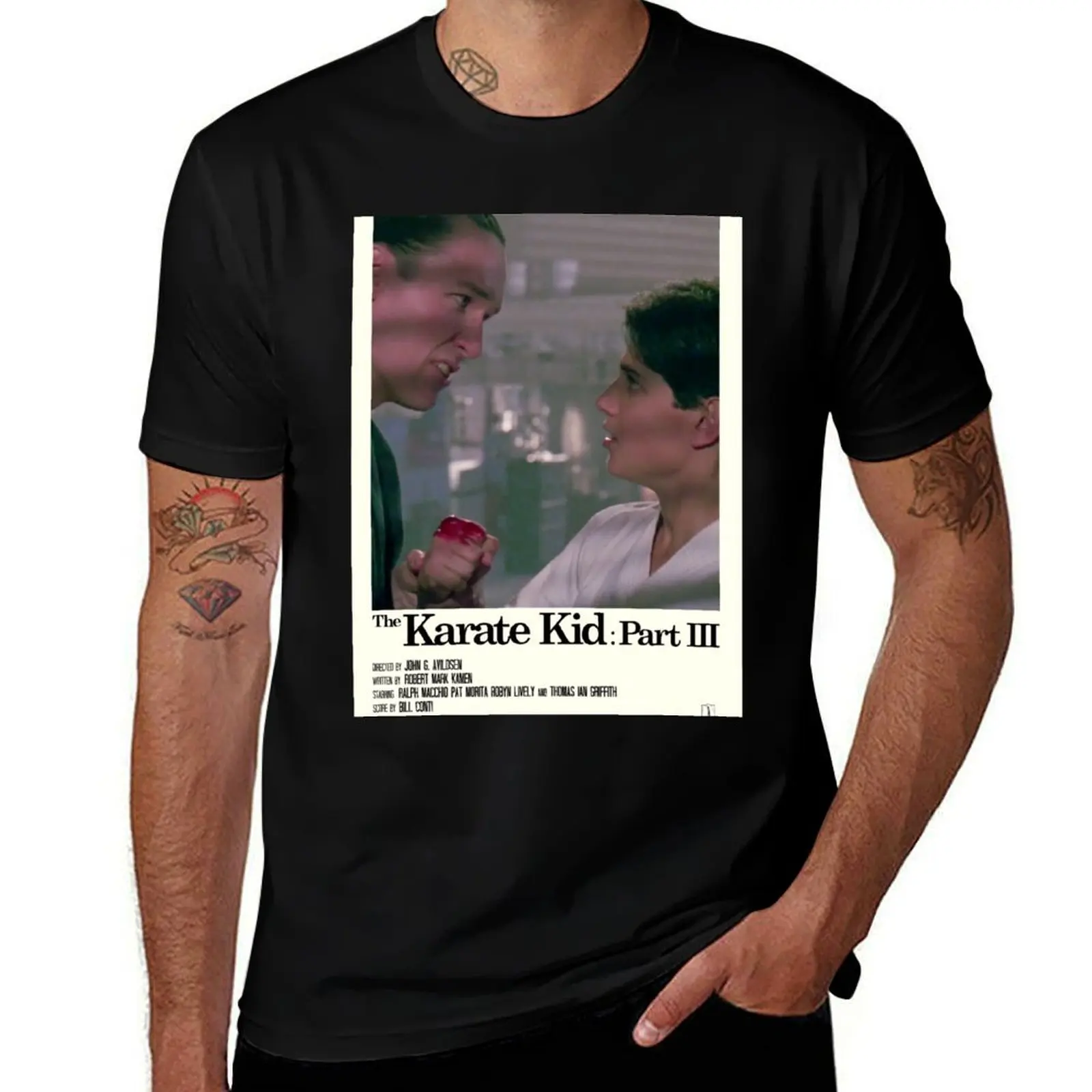 

The Karate Kid Part 3 - Blood Fan Poster T-Shirt anime figures for a boy cheap stuff mens tall t shirts