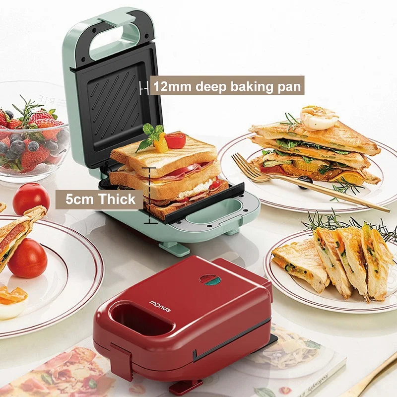 เครื่องทําแซนวิชไฟฟ้า 550W Non-Stick เครื่องทําวาฟเฟิลเครื่องปิ้งขนมปังมัลติฟังก์ชั่อาหารเช้าเครื่อง Takoyaki Donut Toast Machine