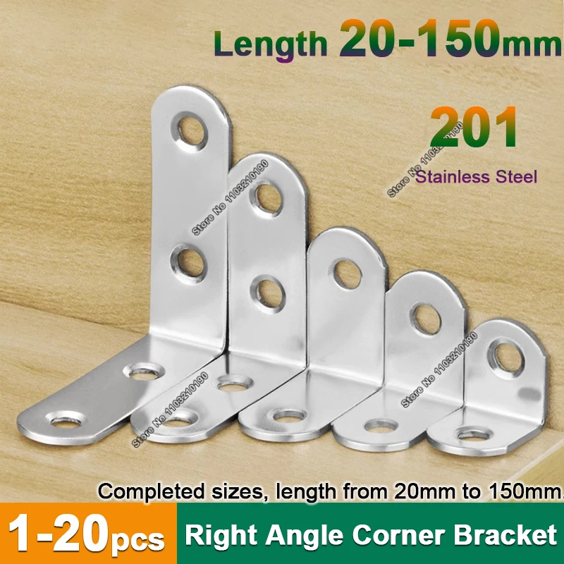 Stainless Steel Right Angle Corner Brackets Fasteners 90 Degree L Shaped Corner Brace Stand Supporting For Wooden Shelves Chairs