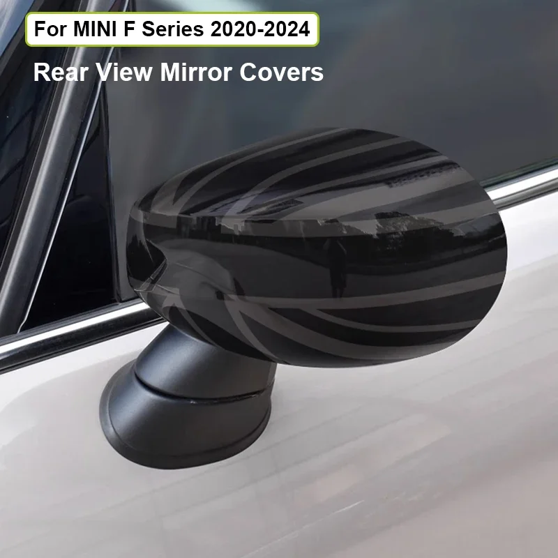 2Pcs/Set The Black Flag Rear View Mirror Covers Sticker For MINI Cooper S JCW F54 F55 F56 F57 F60 Countryman Clubman 2020-2024