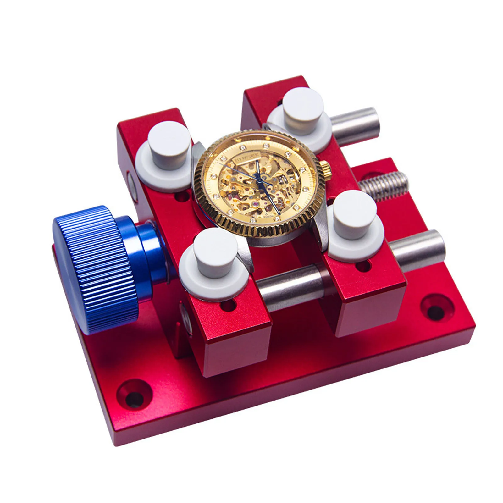 

Stainless Steel Watch Case Holder with Base - Adjustable Watch Repair Tool for Movement & Strap Removal