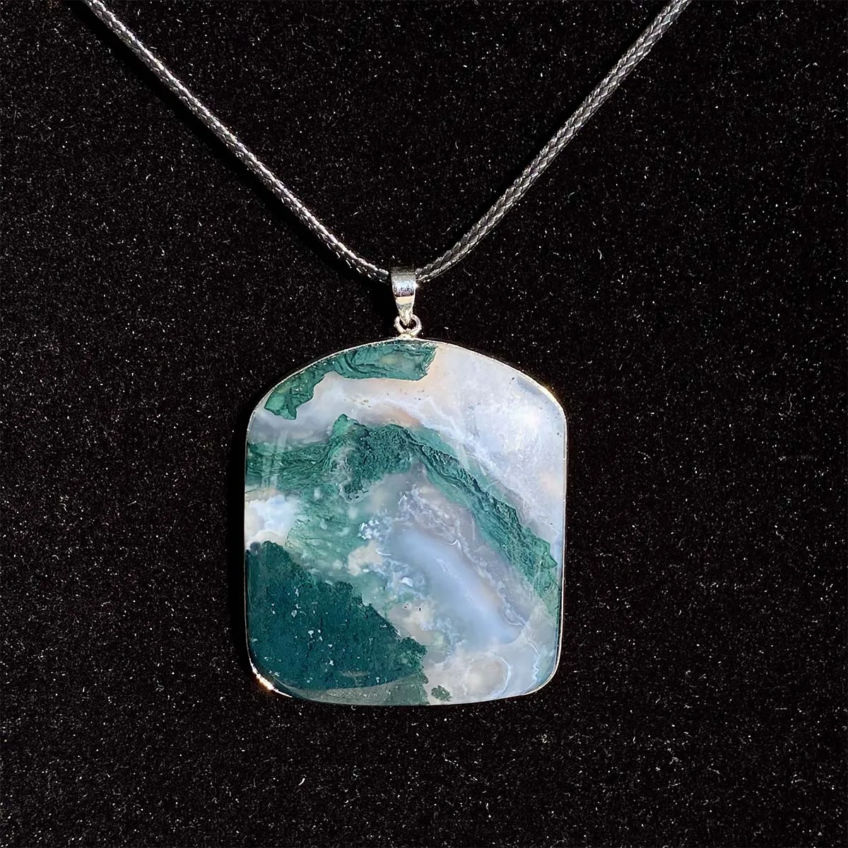 Natural Moss Agate Square Pendant Crystal Polishing Exquisite Girl Jewelry Healing Energy Necklace Gem Gift