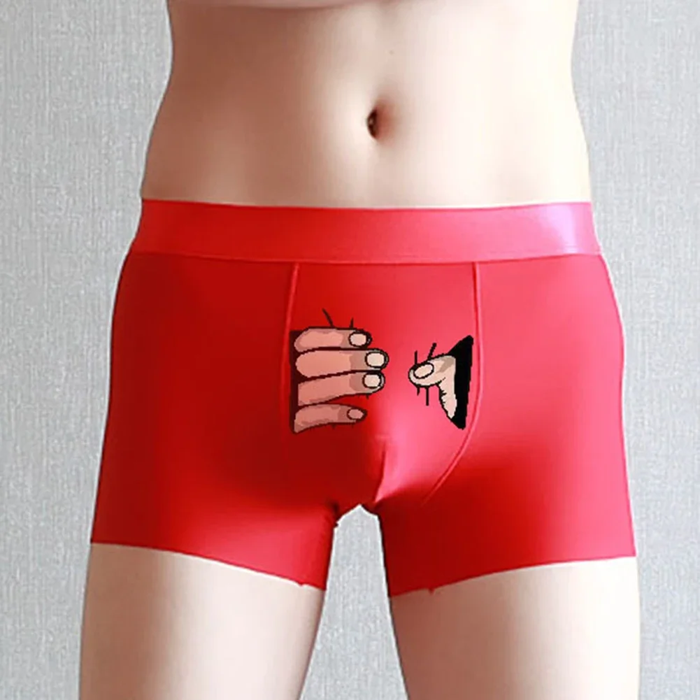 

Mens Funny Panties Solid Sexy Underwear Ice Silk Briefs Personality Cartoon Shorts Soft Ultra Thin Seamless Lingerie