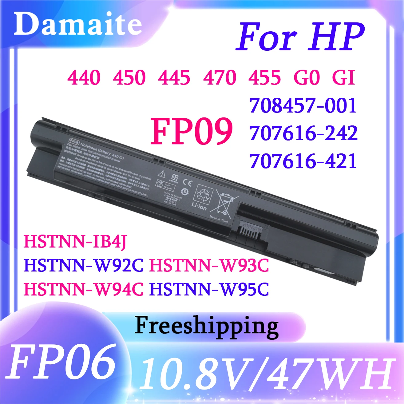 

FP06 FP09 Laptop Battery for HP ProBook 440 445 450 470 455 G0 G1 G2 Series 707617-421 708457-001 708458-001 HSTNN-IB4J