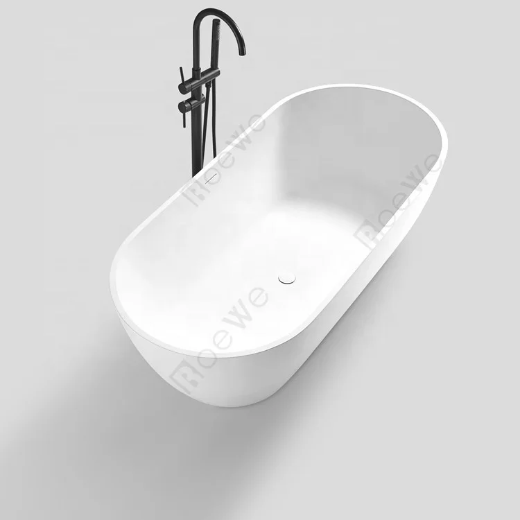 Oval Shape Artificial Stone Bathtubs Solid Surface Freestanding Bathtub Resin Cast Stone Bath Tub Soaking Matt Tubs