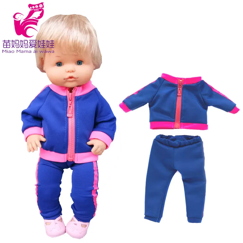 40 cm baby doll clothes white dots sleepwear for  Nenuco Ropa y su Hermanita doll pink bathrobe