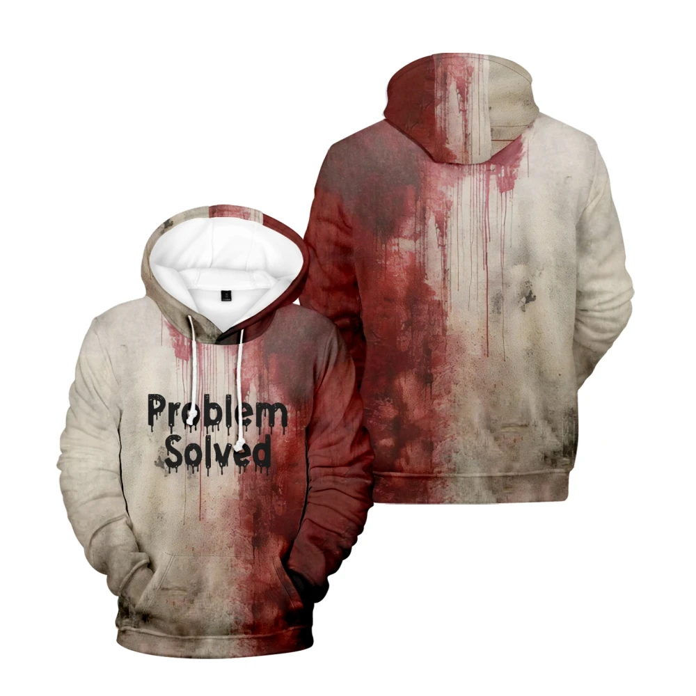 

I'M Fine Bloody hooded Problem Solved hooded drawstring pocket sweatshirt men/women hip hop Pullovers