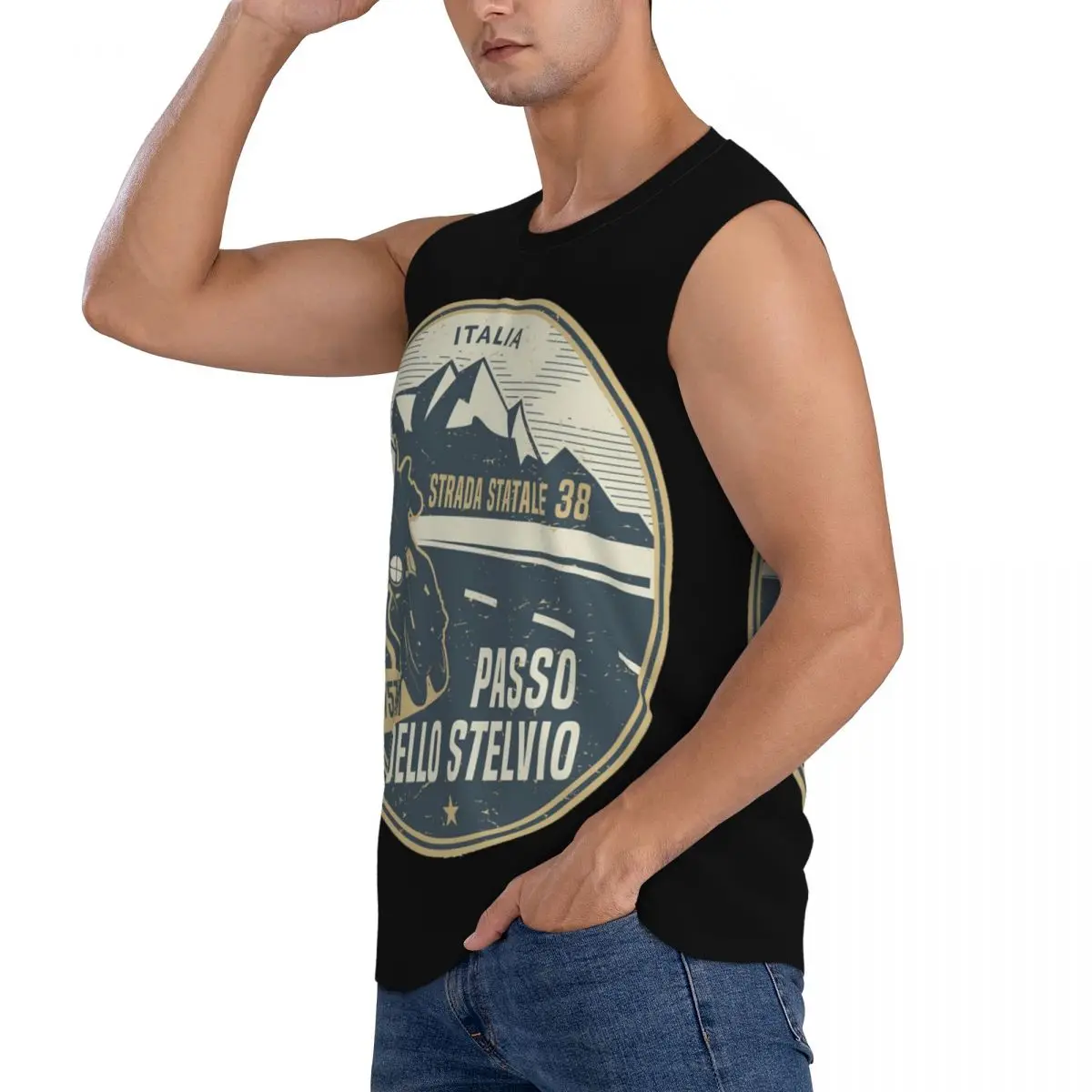 Stelvio Pass, Italy Men Sleeveless Tank Tops Quick Dry Breathable Gym Fitness Running Summer Casual Sport Vest
