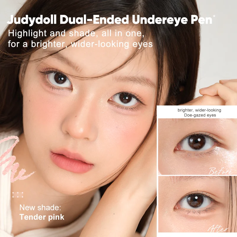Judydoll 듀얼 엔드 에이게오 살 펜, 하이라이터 컨투어, 2-in-1, 바르기 쉽고, 오래 지속되며, 번짐 방지, 자연스러운 눈 밝게