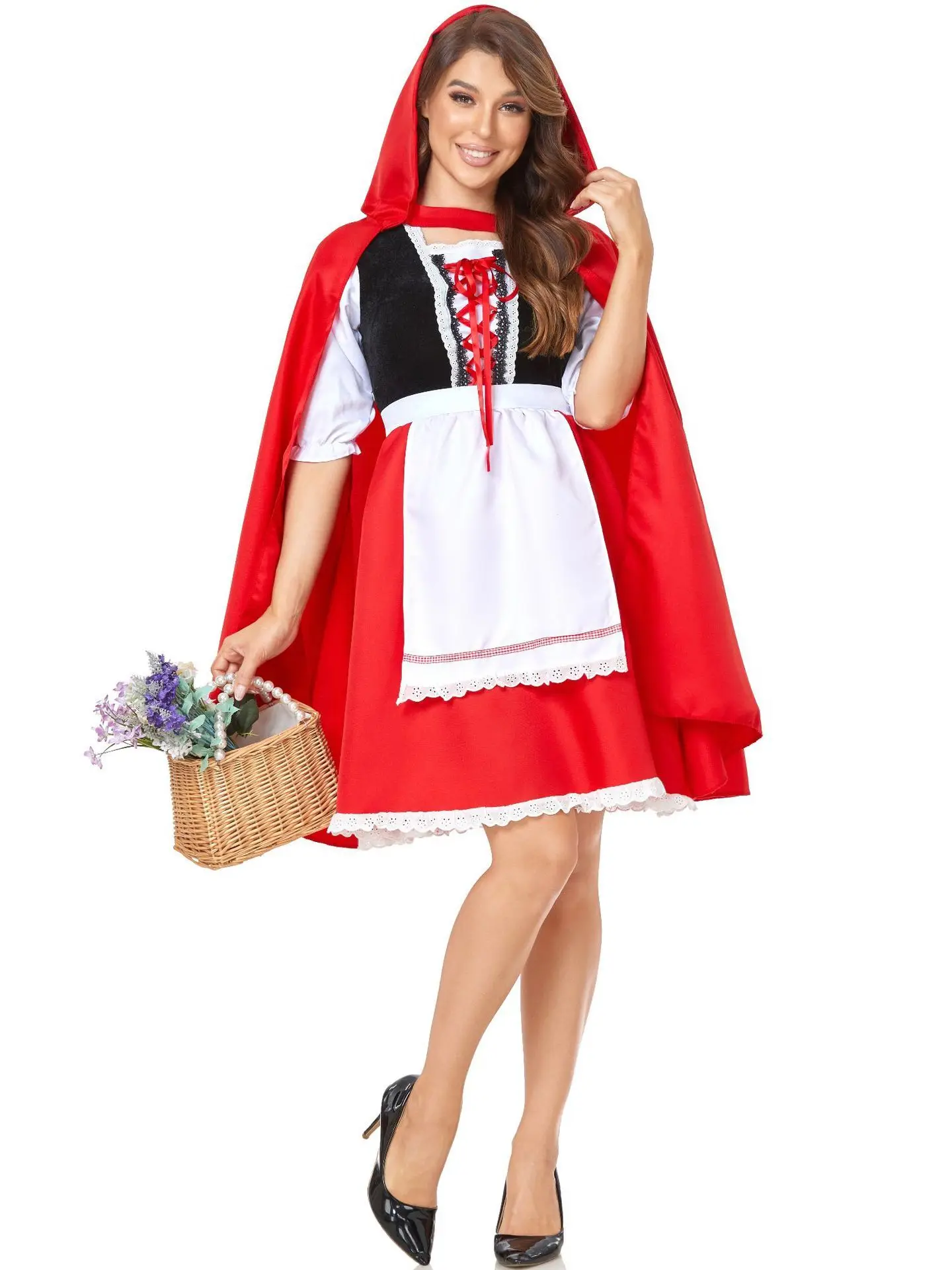 

Halloween Wolf Grandmother Costume Cape Women's Servant Performance Clothes Red Hat MXL Cosplay Traditional Chinese Ethnic Wo...