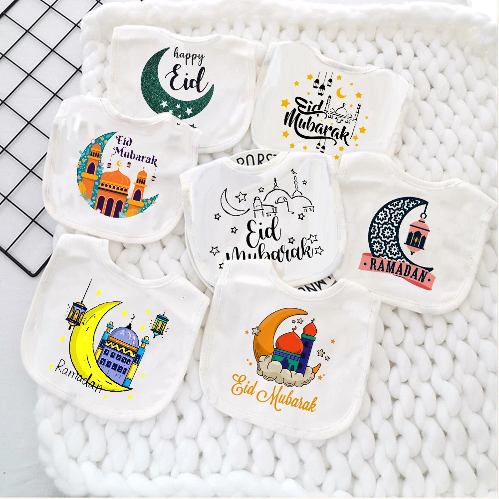 Moon Star Happy Ramadan Baby Bibs Boy Girl Cotton Bib Happy Eid Mubarak Infant Saliva Towel Infant Muslim Islamic Keepsake Gift