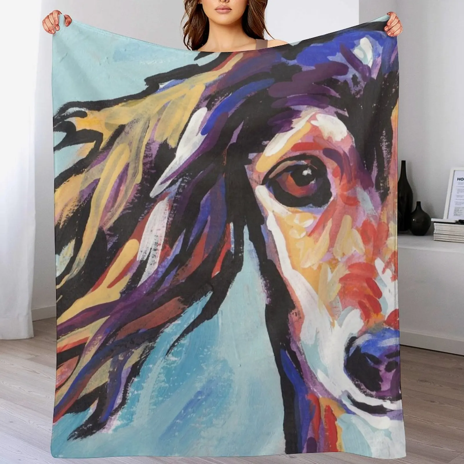 

Saluki Hound Bright colorful pop dog art Throw Blanket Warm Shaggy Thermals For Travel Bed linens Blankets