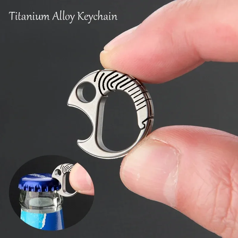 EDC Tool 20.5MM Titanium Alloy Goldfish Keychain Buckle Mini Bottle Opener Portable Pendant  Backpack Connection Buckle