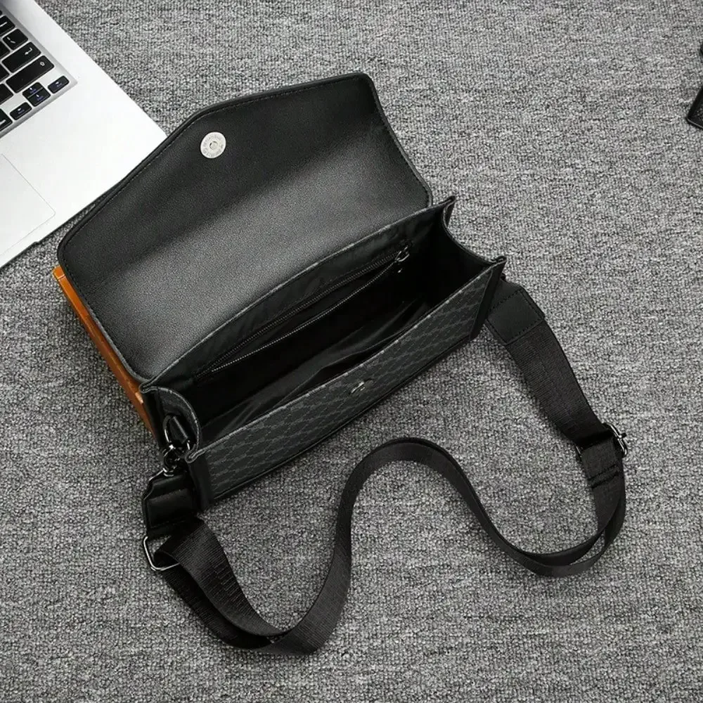 New Exquisite Men's Messenger Bag, Trendy PU Leather Shoulder Bag, Casual Small Square Crossbody Bag, Lightweight Versatile Slin