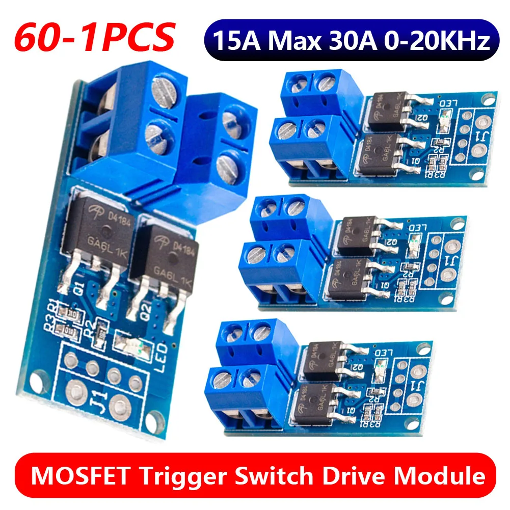60-1PCS 15A 400W MOS FET Trigger Switch Drive Module DC 5V-36V PWM Regulator Control Panel Motor control board for Lamp Control