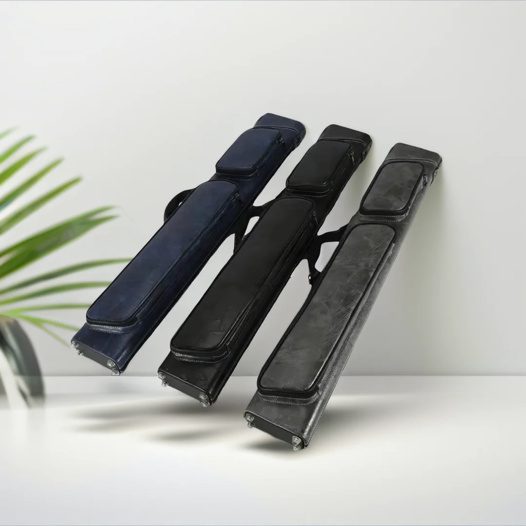 

Wholesale Durable Advanced Leather 1/2 Pool Cue Bag Snooker & Billiard Cue Stick Storage 3B4S Nine-ball Portable Pool Cue Case