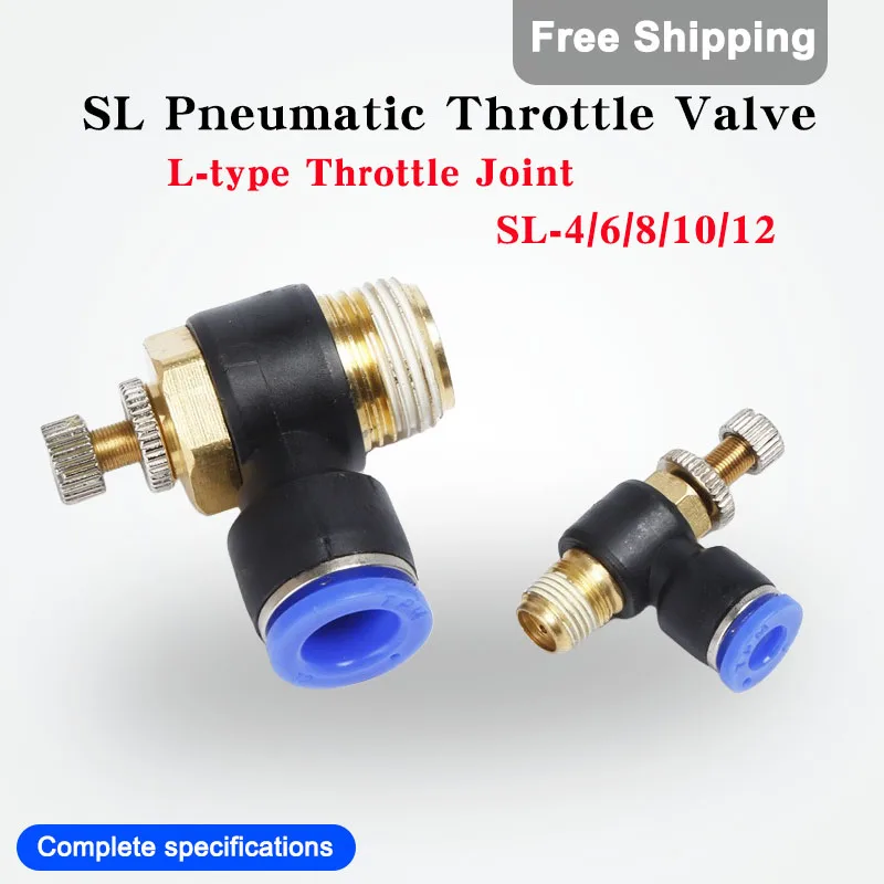 

20/50/100 PCS SL Pneumatic Throttle SL-4/6/8/10/12 Male L Throttle Joint Air Flow Rate Control Valve Fast Pneumatic Element