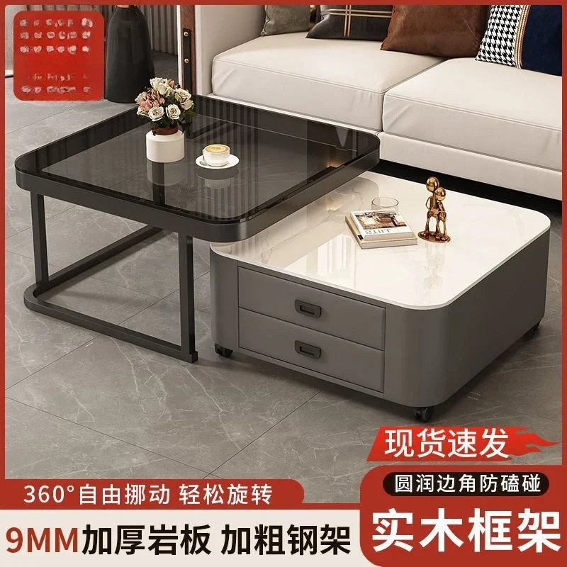 Light Luxury Glass Coffee Table for Living Room Non-Slip Feet High Quality Stable Structure Easy to Clean Smooth Surface
