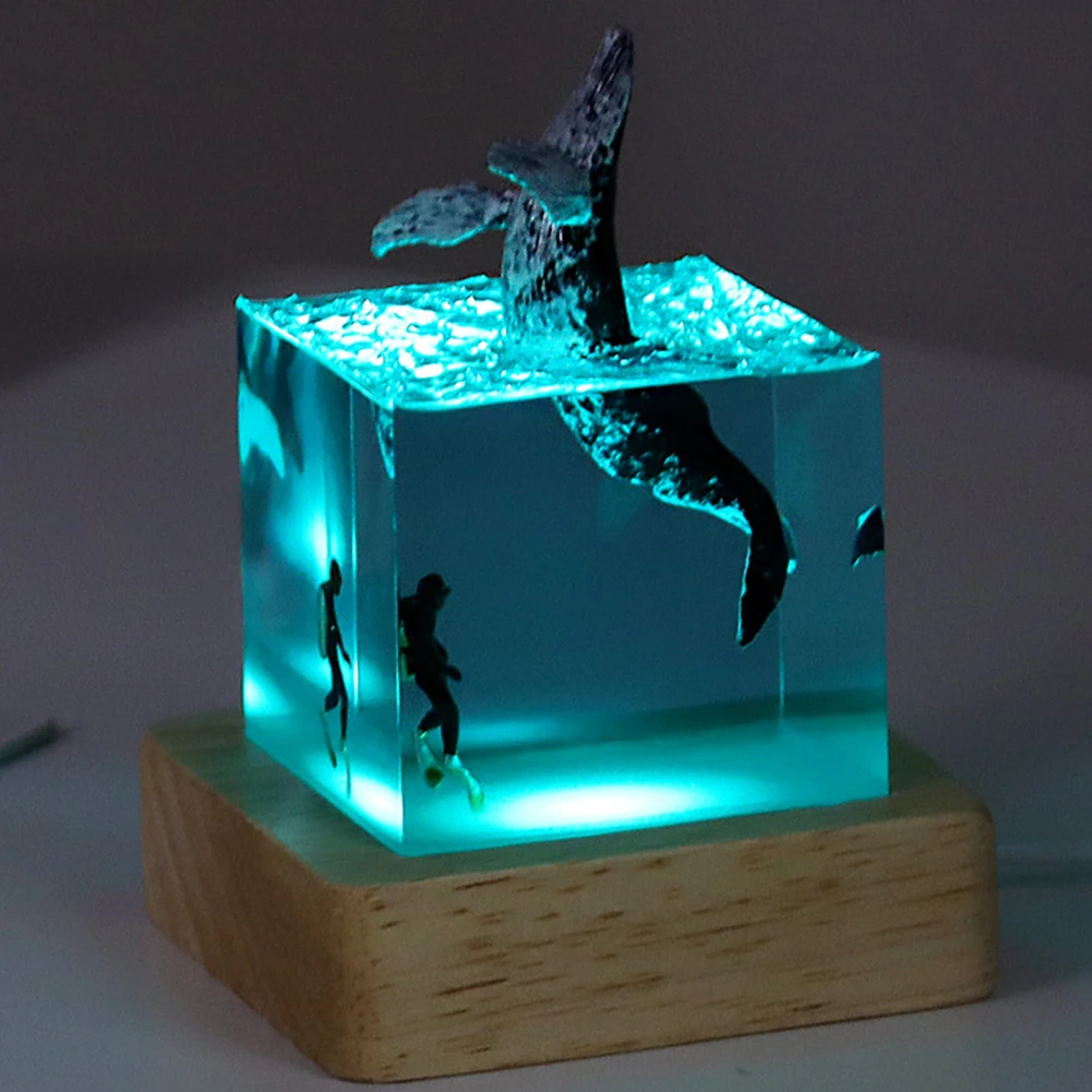 With Light Decorative Marine Whale Decor Beluga Killer Whale Home Room Decor Whale Diver Ocean Decoration