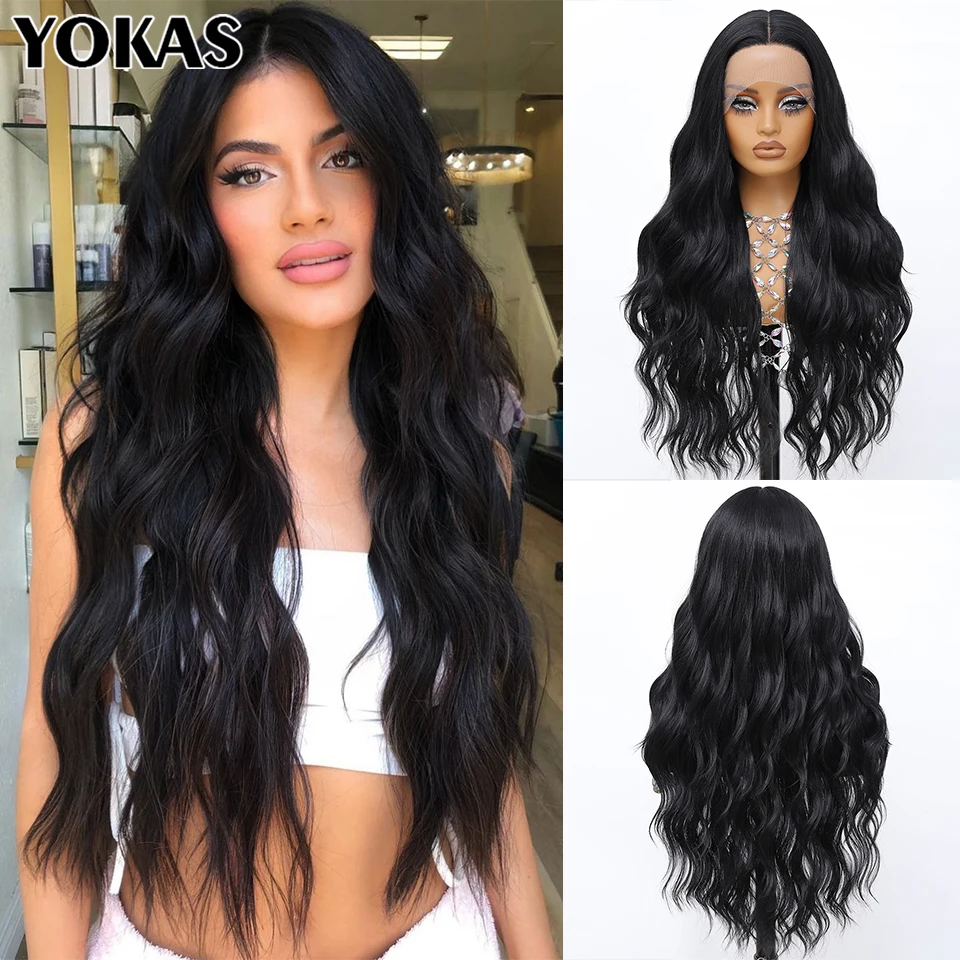 

28 Inch Natural Wave Synthetic Lace Front Women Wigs With Baby Hair 13x5x1 Inch Blonde Brown Lace Front Wigs For African Female