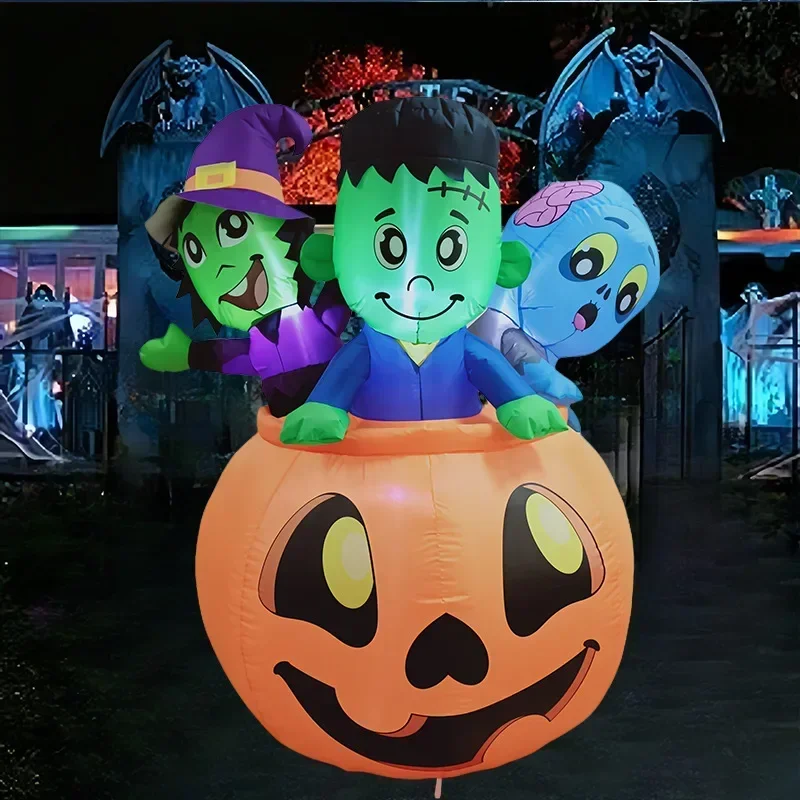 

Cross border halloween inflatable inflatable model LED glowing pumpkin green witch monster outdoor Halloween party ornaments