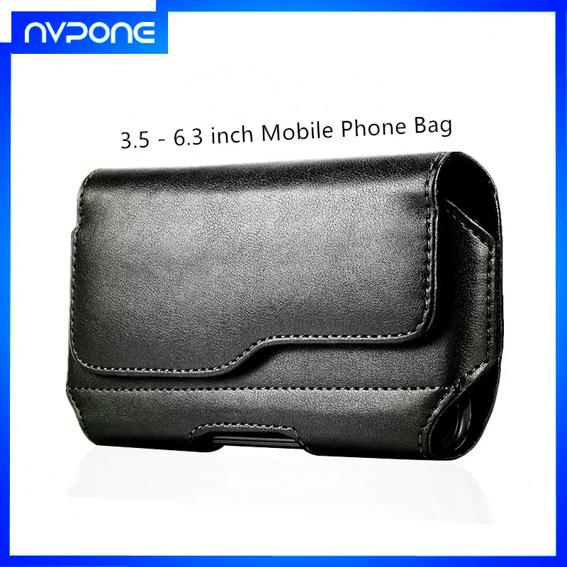 For 3.5 - 6.3 inch Mobile Phone Bag Leather Phone Pouch Belt Clip Phone Case Waist Bag For iPhone 7 8 Plus 11 pro Max Samsung S8