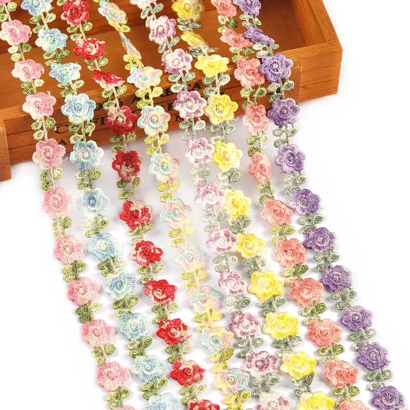 1yard/Bag 1.9cm 8Colors Trim Lace Flower Ribbons For Wrapping Gift DIY Clothes Sewing Accessories Party Decor Fabric C4055