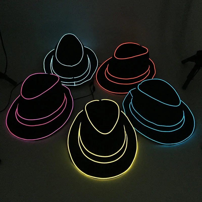 Creative Jazz Flashing Luminous Hat Bar Club Performence Supplies Gentlemen Glowing Fluorescence Hat Concert Light Up Fedora Hat