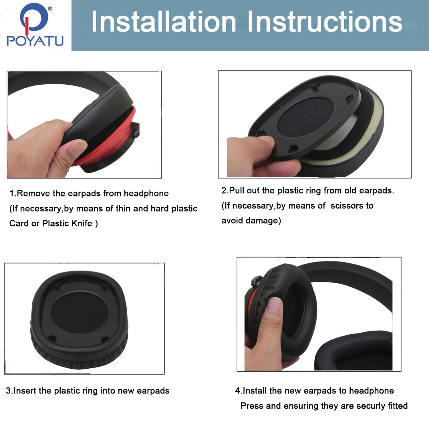Poyatu DIY Earpads for Haylou S30 S35 S40 ANC Headphones Memory Foam Ear Pads Cushions Earmuff & Headphone Case