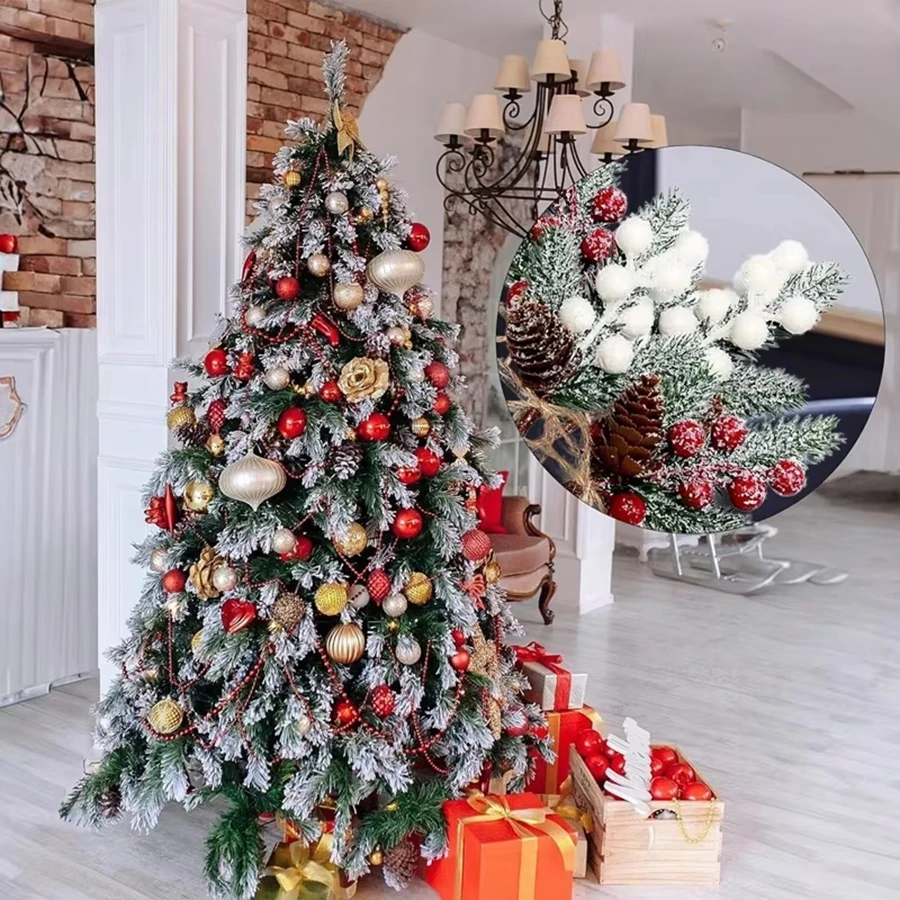 Künstliche Pflanzen, rote Früchte, Weihnachtsbaum, Neujahr, Zuhause, Zimmer, Vase, Tischdekoration, Outdoor, Garten, Bonsai, Hochzeit, Foto-Requisiten