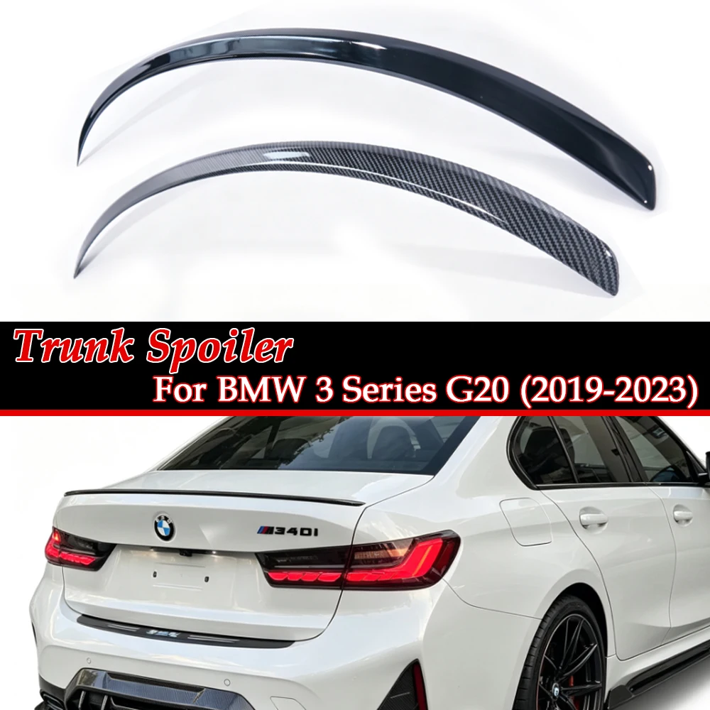 Image of Glänzend schwarzer Carbon-Look-Kofferraumspoiler für BMW 3er G20 2019–2023 Shadow Edition, lichtbeständig, verdickt, langlebig, sicher