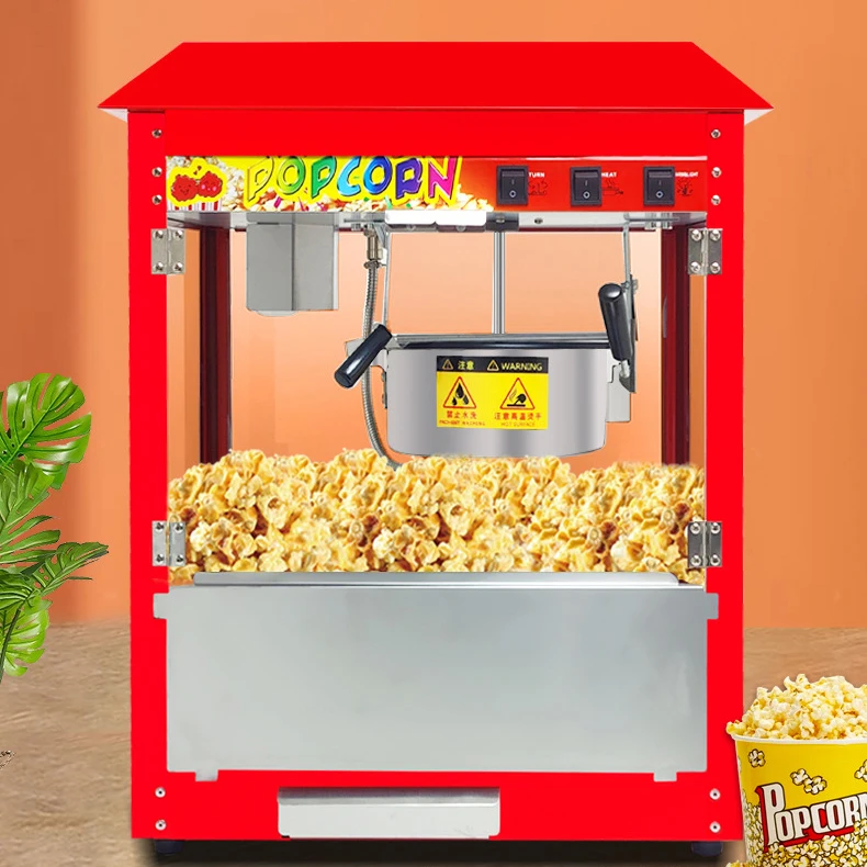 โรงงานมืออาชีพเครื่องทําป๊อปคอร์นไฟฟ้าอัตโนมัติเครื่องทําป๊อปคอร์นเชิงพาณิชย์พร้อมบนหลังคา