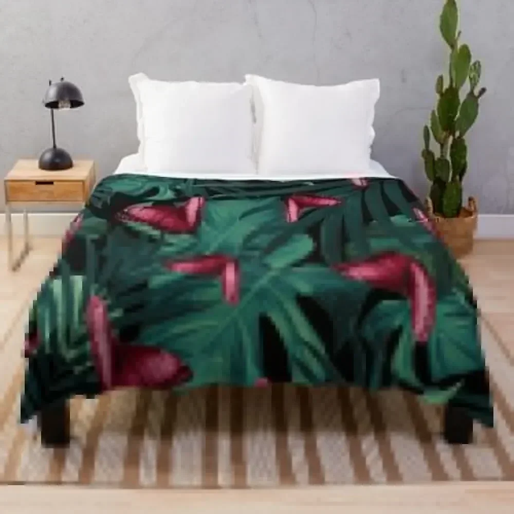 

Tropical Butterfly Jungle Night Leaves Pattern #3 #tropical #decor #art Throw Blanket Soft Cozy Blanket for Pet Kids Adults